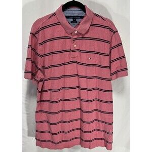 Tommy Hilfiger Men’s Polo Pink Stripe Y2K Preppy Large